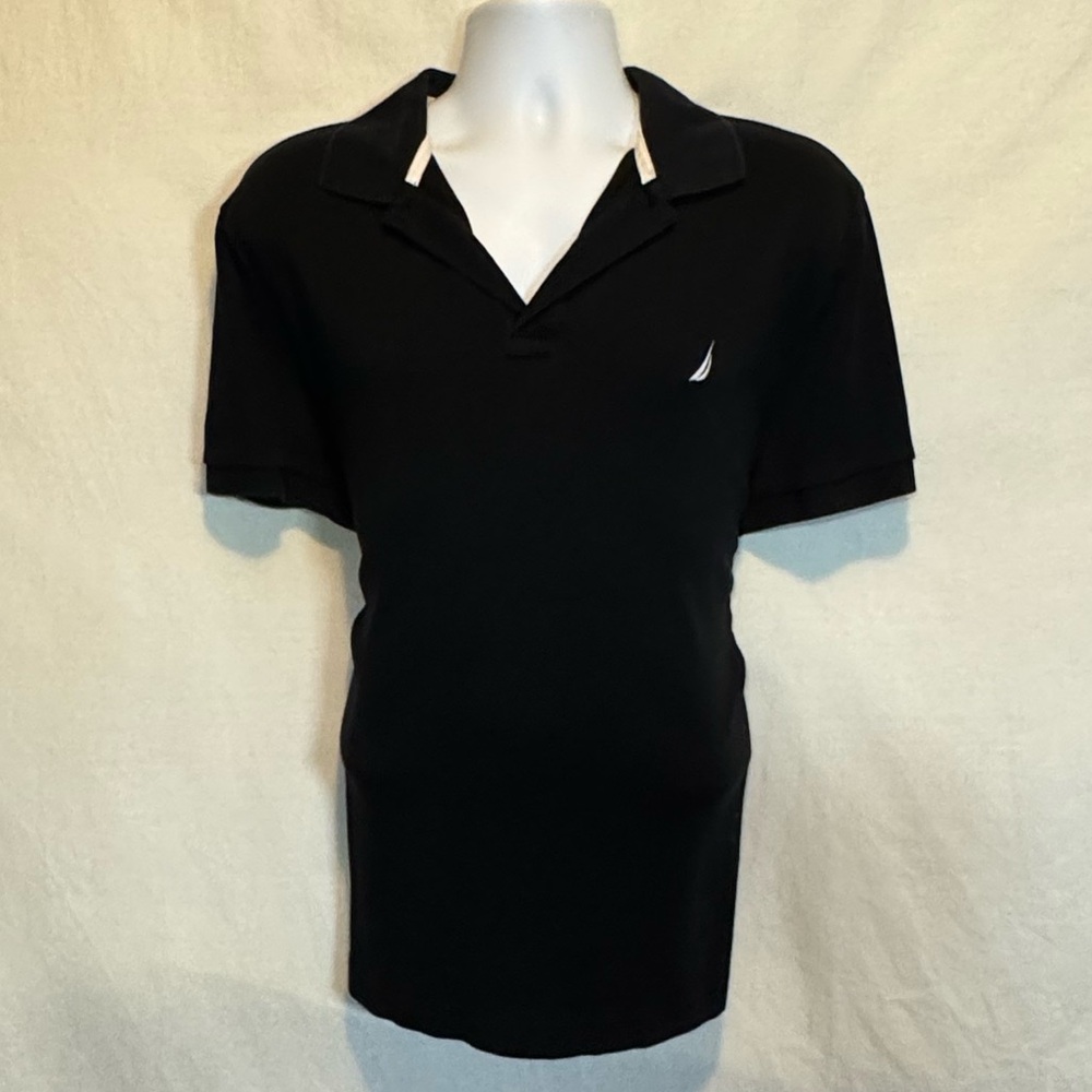 A-106 Men’s‎ Nautica Slim Fit Black Pullover Short Sleeve Polo Shirt Size XL